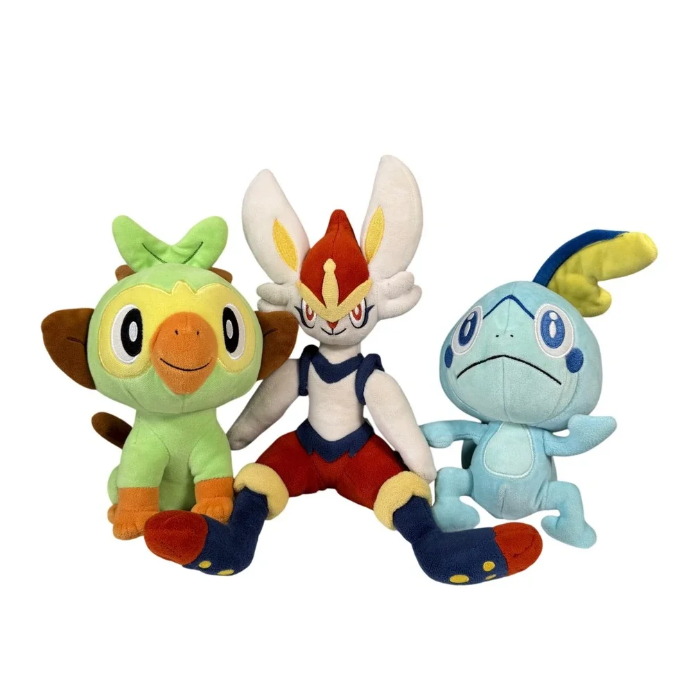 Pokemon Sword & Shield Grookey Cinderace Sobble Plush Set Bundle 3 Galar Starter